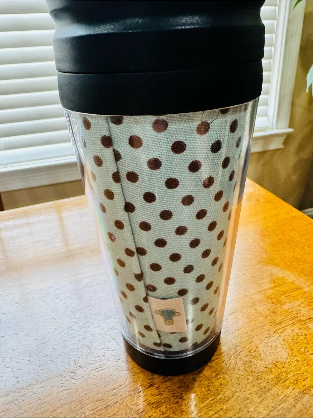 Monogrammed Letter “P” Turquoise and Brown Polka Dot Coffee Acrylic Tumbler